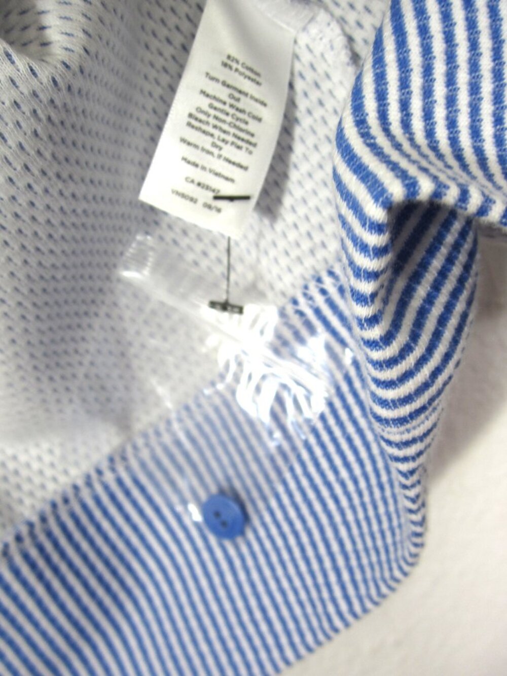 Talbots NEW Size M Blue White Stripe Open Front Jacket Cardigan Hood Pockets - Picture 11 of 11
